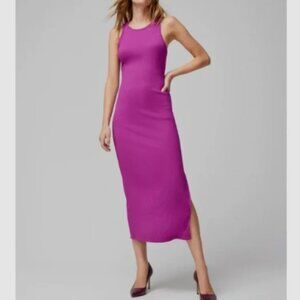 White House Black Market Dress Womens Large baie Rib Knit Sleeveless Midi NWOT